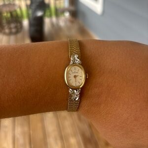 Vintage gold diamonds Hamilton dainty watch